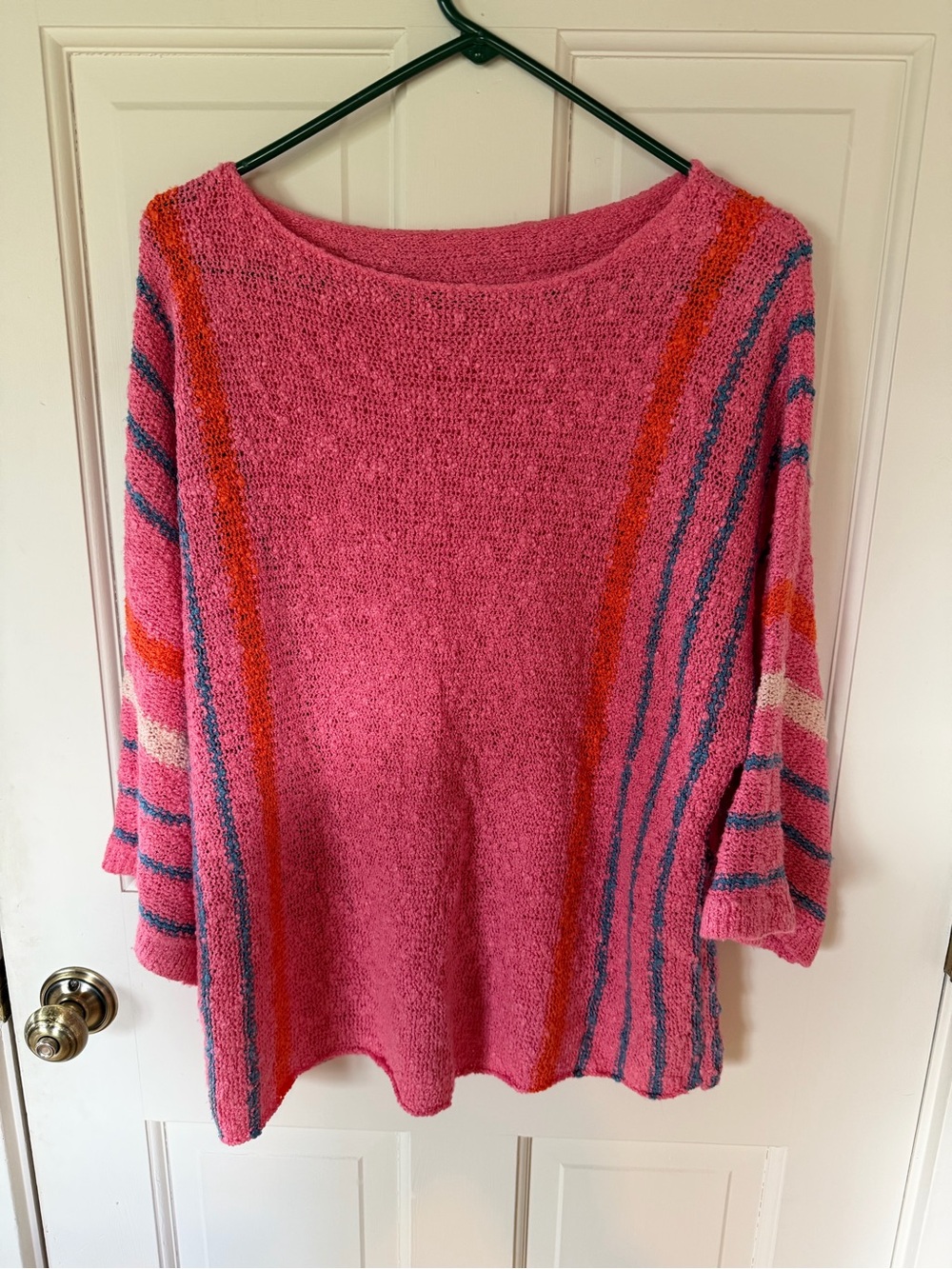 Relaxed Pink Striped Women's Sweater